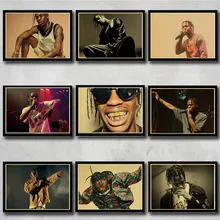 Vintage Travis Scott Poster Hip Hop Rap müzik şarkıcı yıldız posterler ve baskılar sanat boyama Bar ev odası dekor duvar etiket