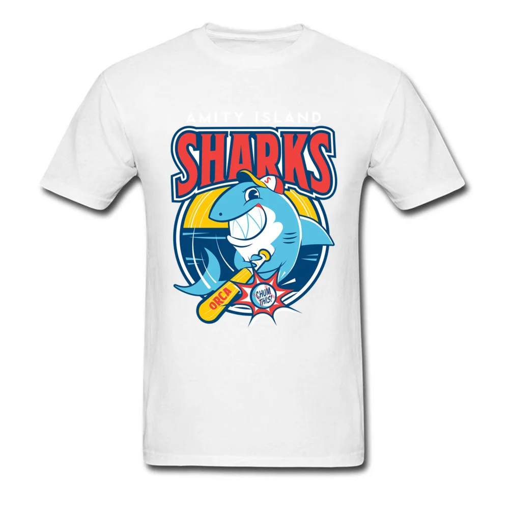 Tops T Shirt amity island sharks 5629 Summer Retro Normal Short Sleeve 100% Cotton Crew Neck Men Top T-shirts Normal Tee Shirts amity island sharks 5629 white