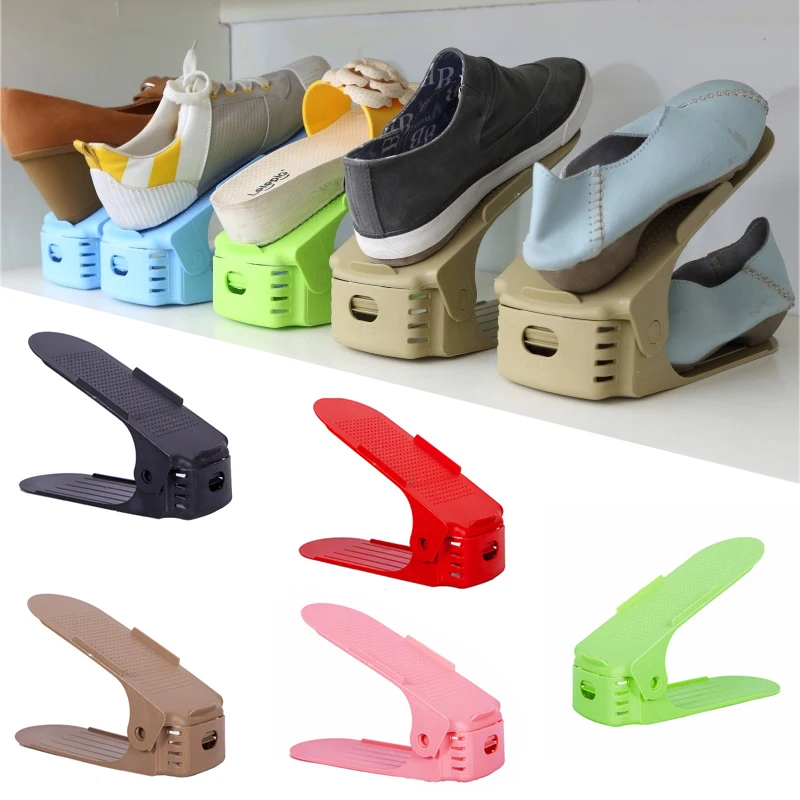 

Durable Adjustable Shoe Organizer Footwear Support Creative Practical Display Rack Storage Bag Plastic Rack Storage Multicolor