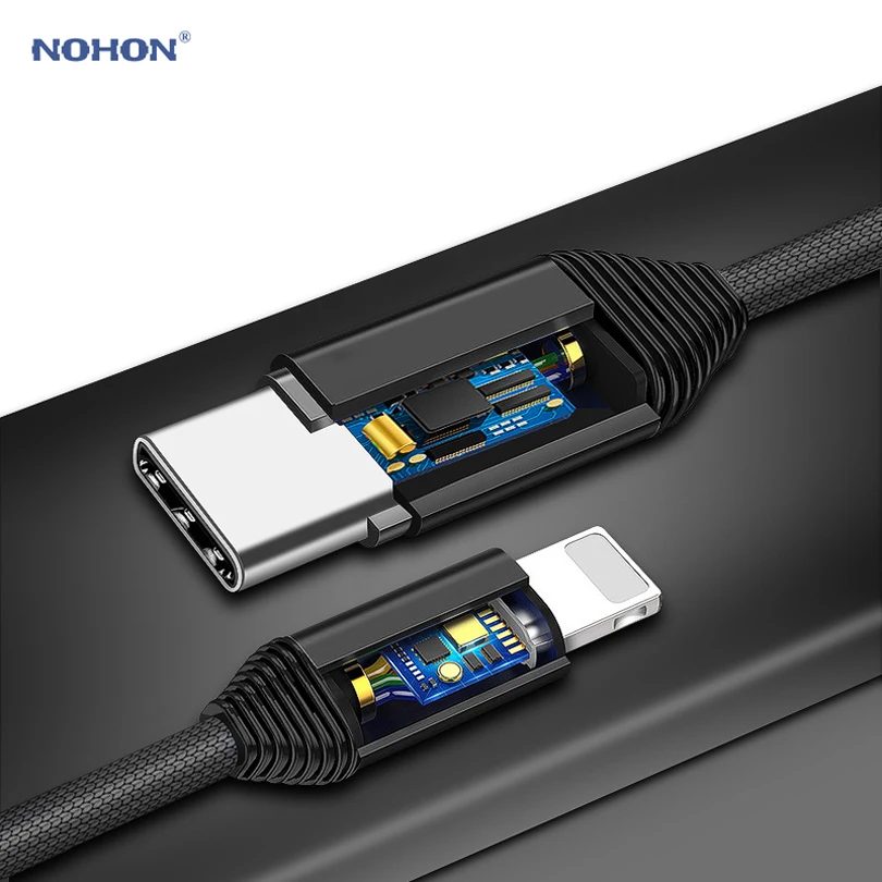 Кабель Nohon type C PD для Lightning iPhone X 8 Plus P pin кабели синхронизации данных 7 6S 6 5S 5 быстрая