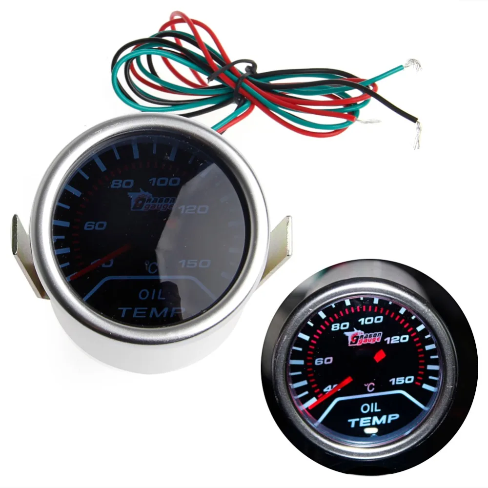 

52mm Car Universal Smoke Lens LED Pointer Oil Temp Temperature Gauge Meter Car Truck Parts Gauges