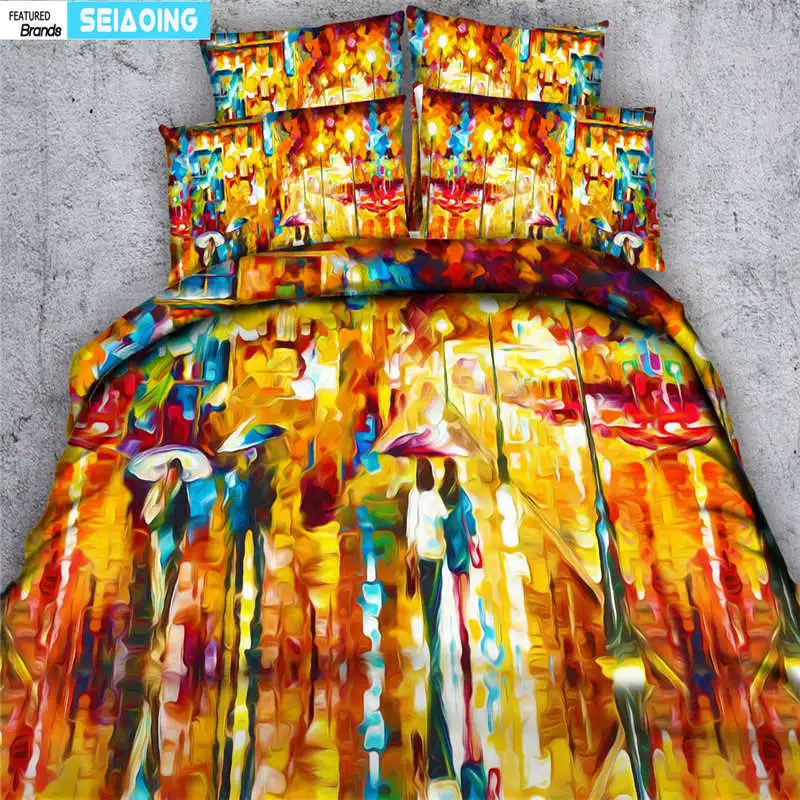 

king size bedding set Christmas 3d comforter cover 3/4pc abstract scenic people printed bed linens set festivel gift queen size