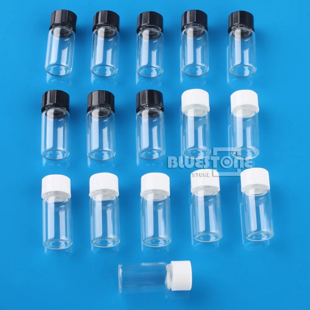

NEW 16PCS 3ml Mini Bottles Glass Vials Sample Clear Screw Cap Stash Jar Potion