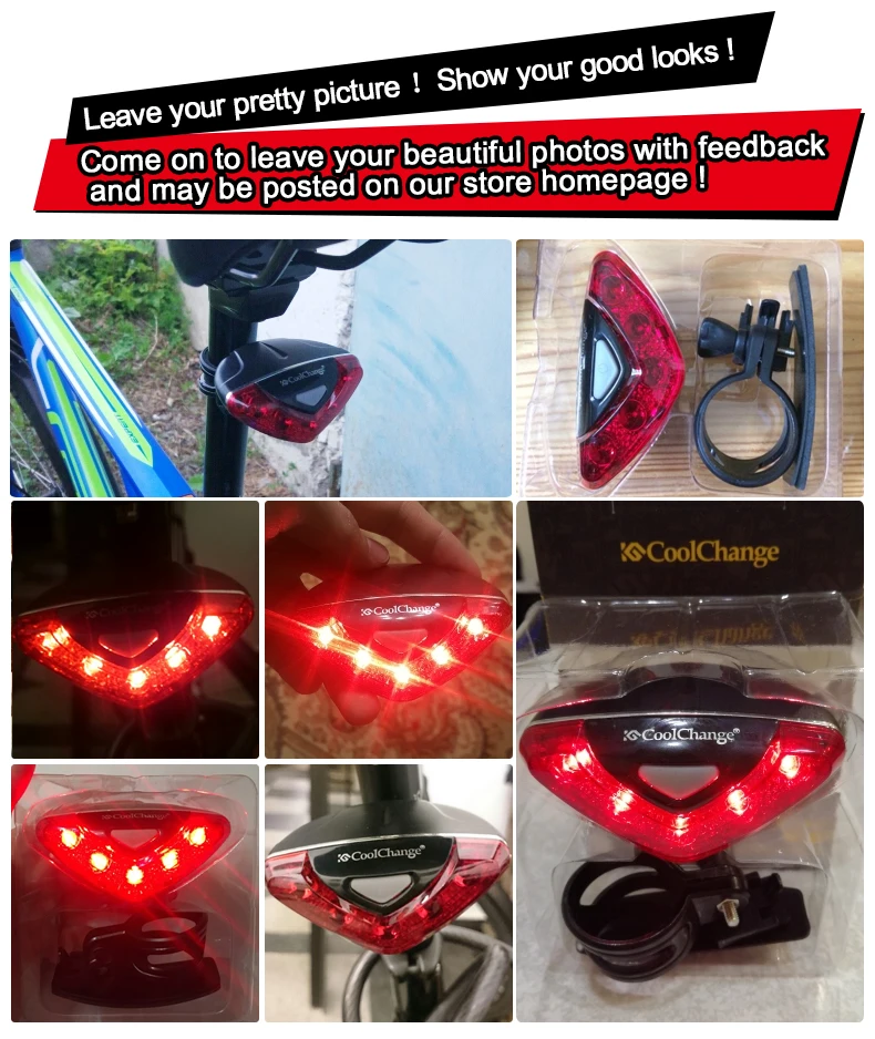 Cheap CoolChange Bicycle Rear Tail light Red LED Flash Lights Cycling Night Safety Warning Lamp Bike Outdoor tail light Accessories 0