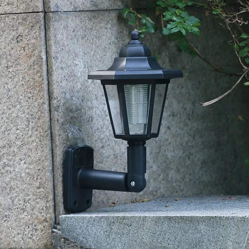 

Exterior Landscape Lantern Garden Light Solar Powered Wall Lamp Water Resistant Wall-mounted LED Hexagonal Light