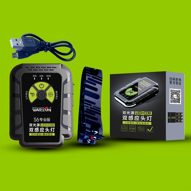 USB Перезаряжаемый головной убор светодиодный налобный фонарь COB прямой заряд