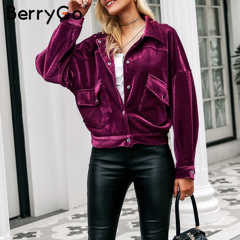 BerryGo Corduroy single breasted autumn jacket Women casual pocket winter outerwear 2018 High street purple jacket coats femme BerryGo Corduroy single breasted autumn jacket Women casual pocket winter outerwear 2018 High street purple jacket coats femme