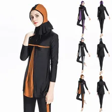 Бикини, Женский мусульманский купальный костюм с шапкой, купальник с принтом, пляжная одежда, женский купальный костюм, женский сексуальный комплект бикини@ 5