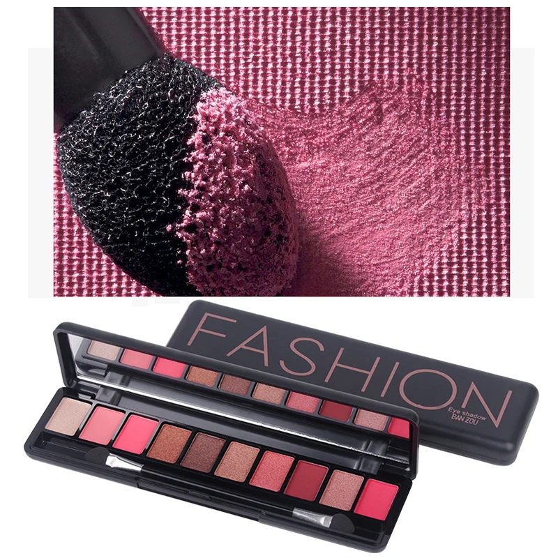 

10 Colors Eyeshadow Palette Matte Glitter Shimmer Tropical Vacation Eye shadow Palette with Brush cosmetics Makeup Set DK62