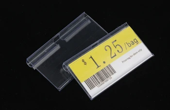 

80x42mm Transparent PVC Plastic Price Tag display Label frame sign holder data strip shelf talker price card clip display rack