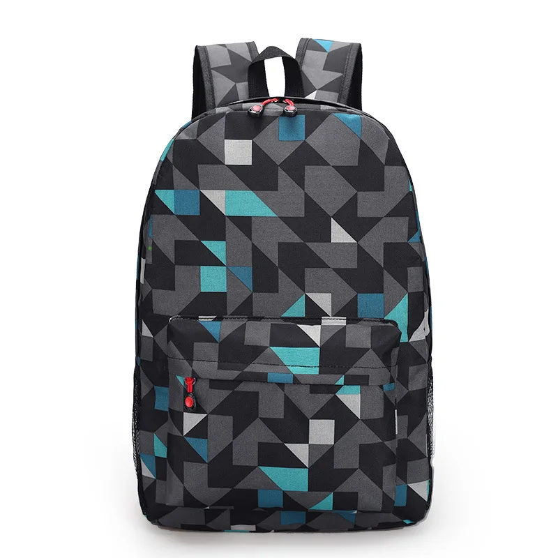 Для мальчиков подростков школьного рюкзака для девочек-подростков элегантный дизайн мужчины холст рюкзак с принтом женские красивые геометрия лоскутное портфель школьный для мальчиков - Цвет: Синий
