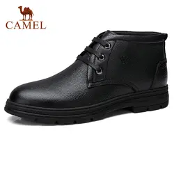 CAMEL/мужские зимние ботинки с теплым мехом в стиле ретро, повседневная обувь из натуральной кожи, мягкая воловья кожа, деловая мужская обувь