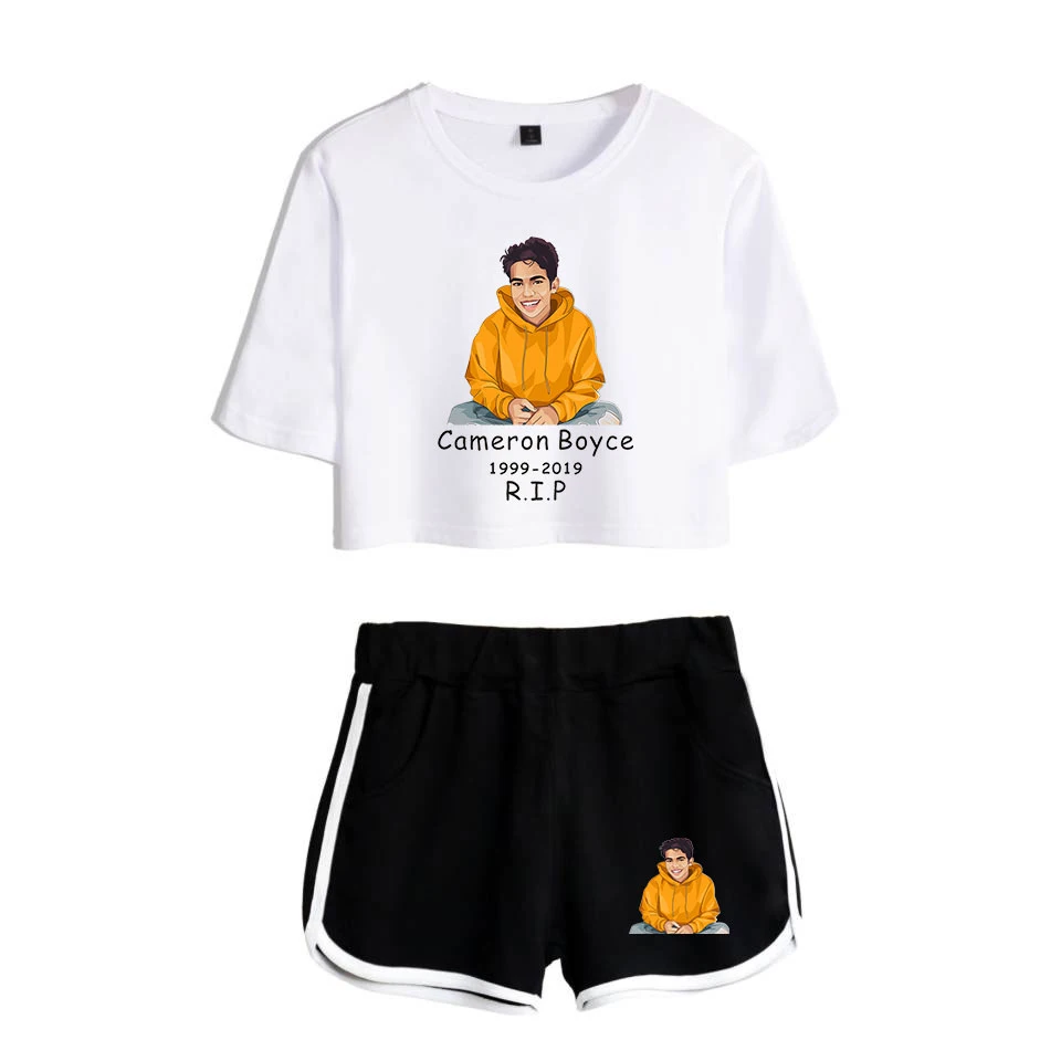 

2019 R.I.P. Cameron Boyce Masterpiece Descendants 2D print Leisure Women Two Piece Set Shorts+lovely T-shirts Hot Sale Clothes