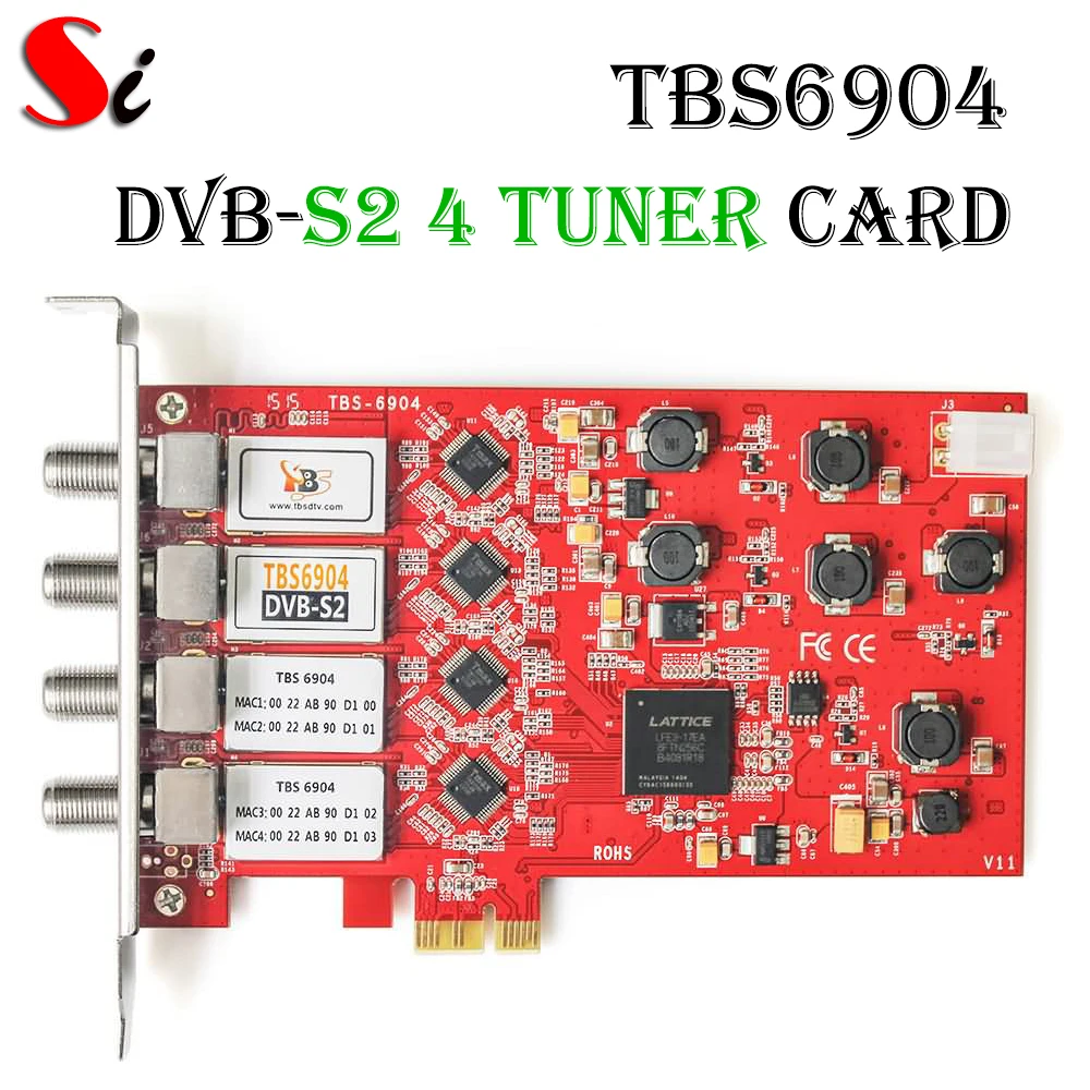 TBS 6904 Quad тюнер DVB S2 HD спутниковая ТВ PCI e карта|hd satellite|tuner dvb-s2tv pci-e |