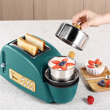 LSTACHi 2 Slices Toaster Bread Maker 5 Baking Stall Multifunction Breakfast Machine 2 Safety Protection/Thawing/Reheat Function