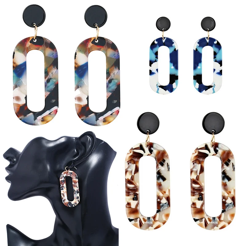 LNRRABC Fashion earrings Geometric Statement Long Acrylic Pattern Earring Unique 1Pair New Arrival 2018 Coffee Allergy Free Blue | Украшения