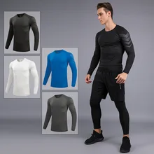 Yoloey, Спортивная рубашка, мужская, компрессионная, Спортивная, для фитнеса, футболки, для бега, с длинным рукавом, быстросохнущая, Спортивная, для спортзала, тренировочная рубашка