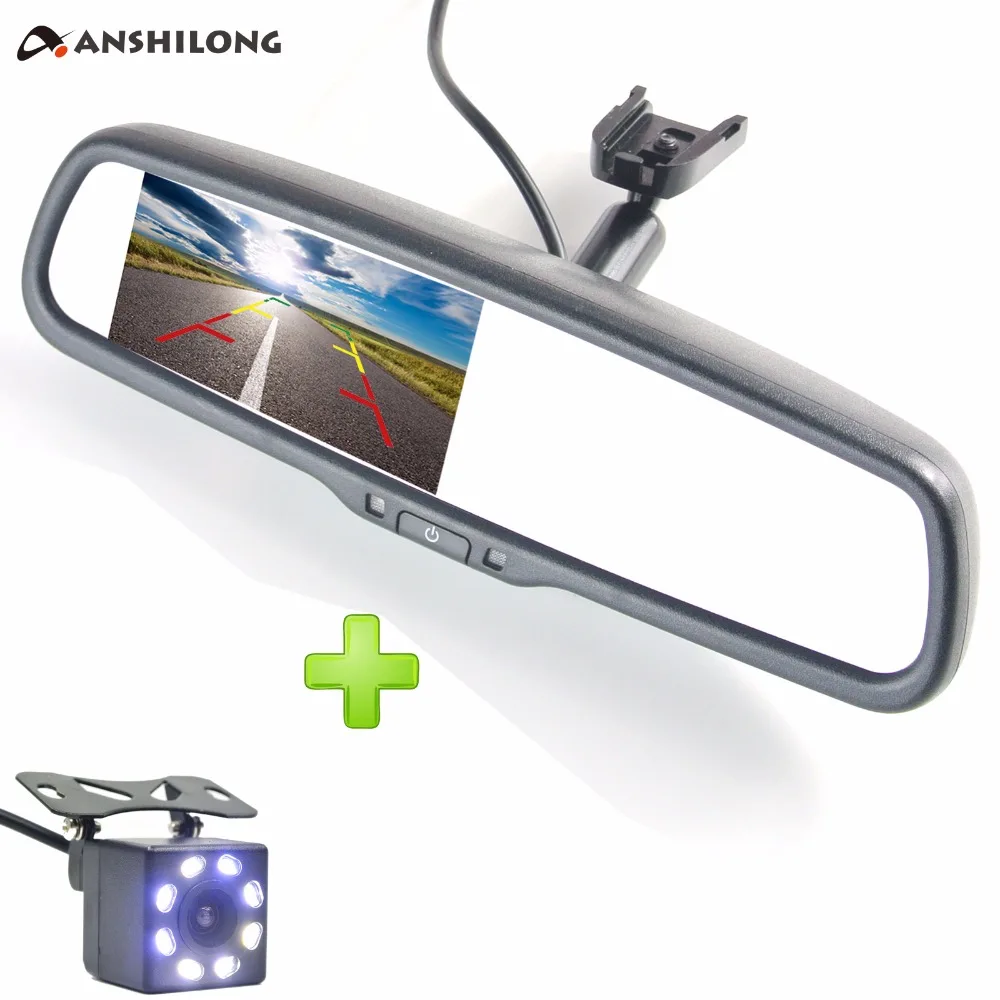 ANSHILONG Car Rear View System 4 3 LCD Mirror Monitor 8pcs LED HD Reverse Backup Parking