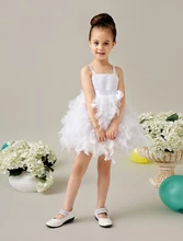 Бальное платье Атласная и перья лето белый little girls платья красивые дети девушки вечерние платья с sash