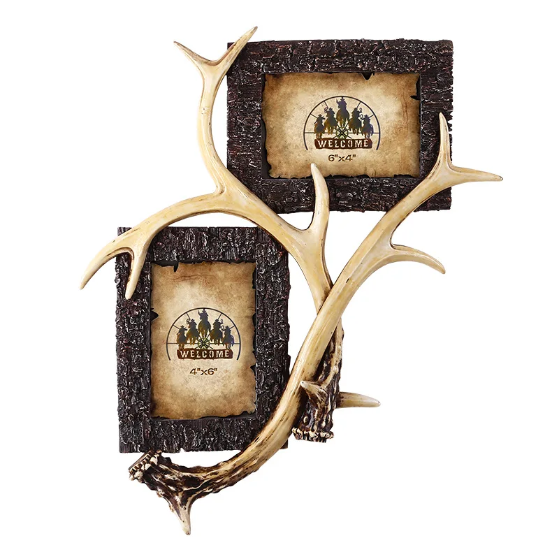

Antler Composite Photo Frame Decoration Hanging Creative Customization of Resin Frame for Old Composite Home Decoration