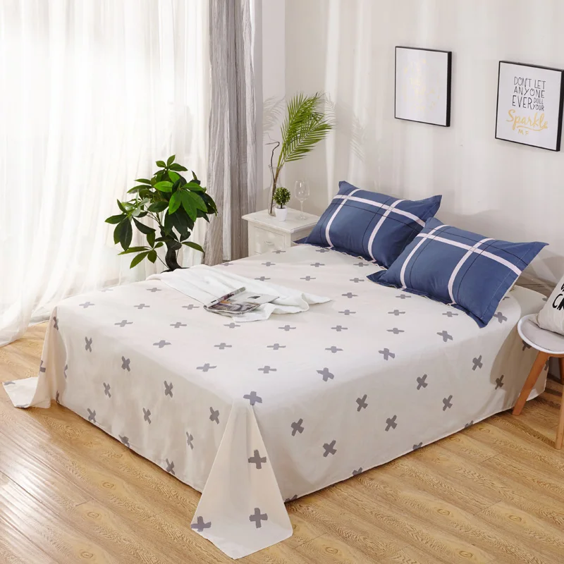 Newest 100% Cotton Cross Flat Sheets Full/Queen/King ...