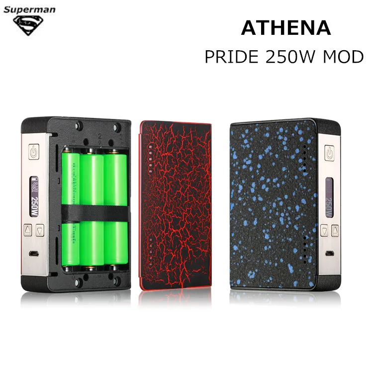 2017 новые оригинальные Athena гордость 250 Вт комплект коробки mod испаритель электронная сигарета Fit 18650 батареи VAPE комплект электронные сигареты