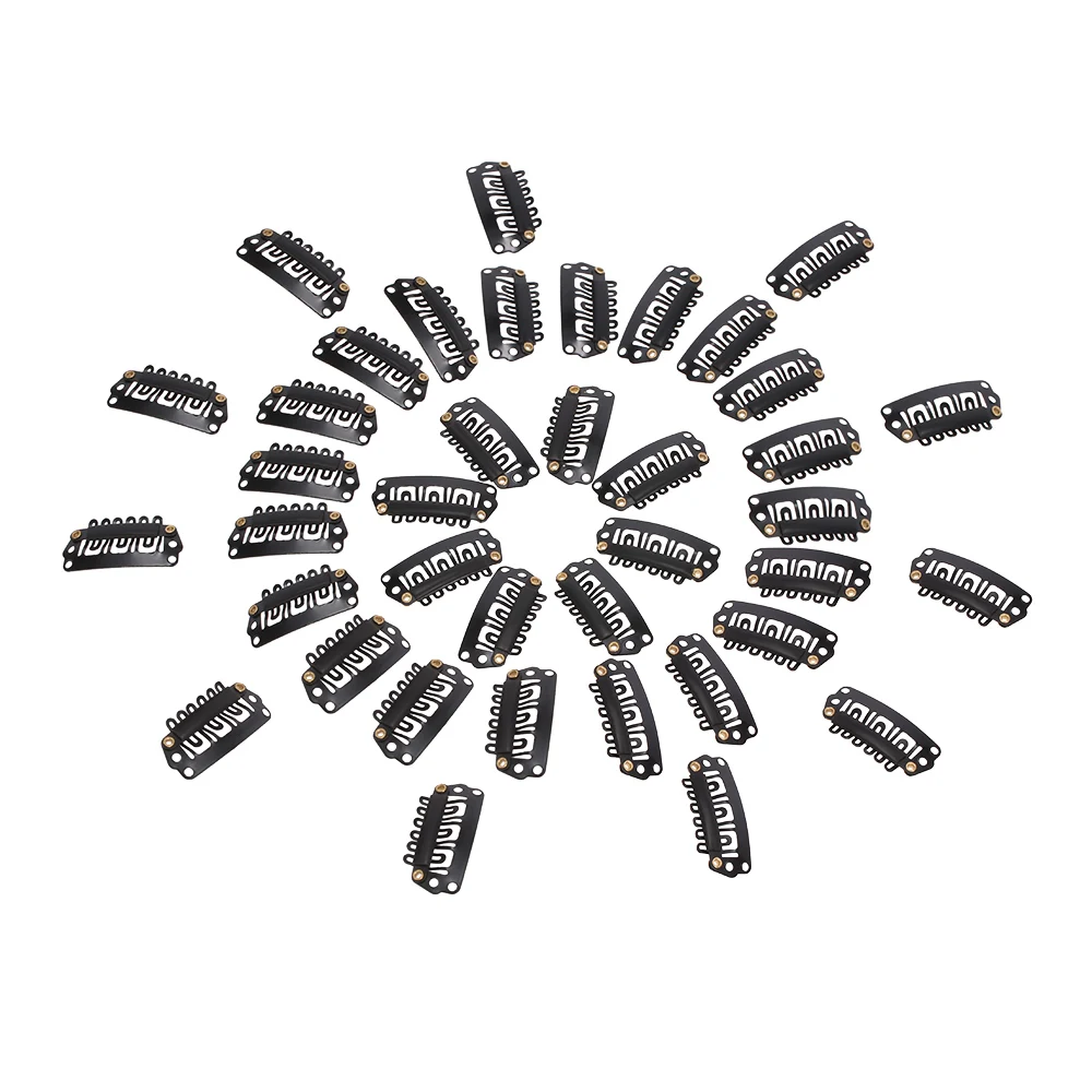 

40Pcs Black Hair Wig Clips Wig Toupee Hairpiece Clips Hair Snap Clips for Hair Extension Cap Weft U Shape