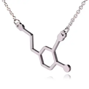 

30PCS Hormone Serotonin Molecules 5-ht Pendant Necklace Dopamine Pattern Molecular Necklace Chemical Formula Jewelry Accessory