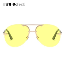 Два Oclock трендовые женские солнцезащитные очки пилота женские украшенные прозрачные желтые очки линзы океана солнцезащитные очки оттенки Oculo X2358