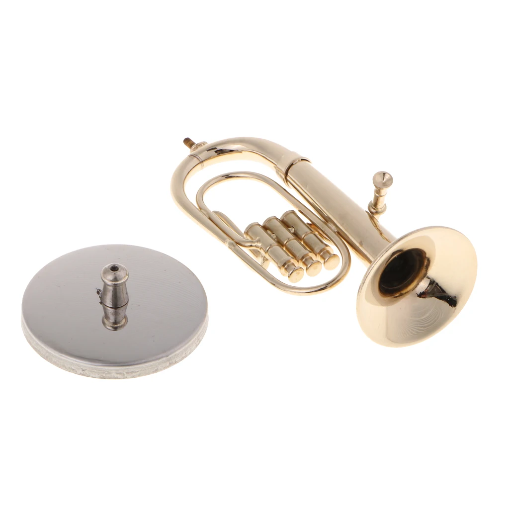 Tooyful Exquisite Copper Baritone Miniature Figurine Mini Musical Instrument Model House Office Studio Decoration