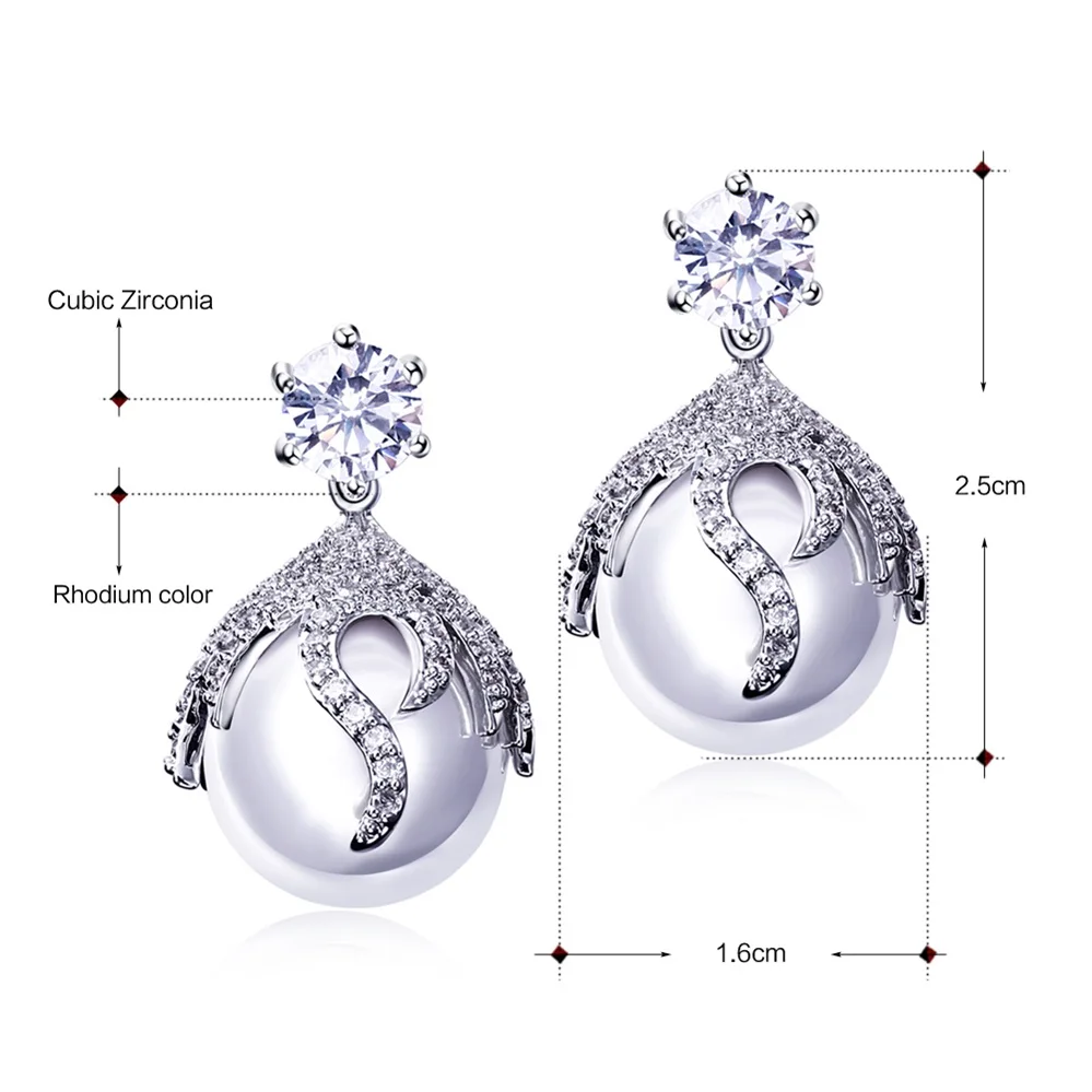 DreamCarnival1989 Роскошные милые серьги для женщин с жемчугом букле d'oreille femme родиевое