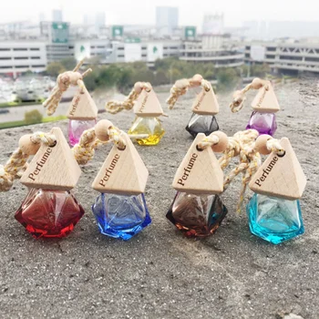 

Car Diamond Shaped Perfume Empty Bottle Air Freshener Perfume Fragrance Diffuser Empty Glass Bottle Portable Pendant Ornament
