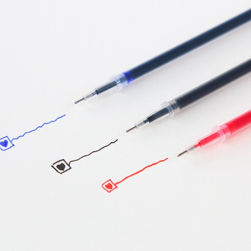 

10Pcs 0.38mm 0.5mm Gel Ink Ballpoint Pen Refill Black Blue Red Stationery Supply MAY12