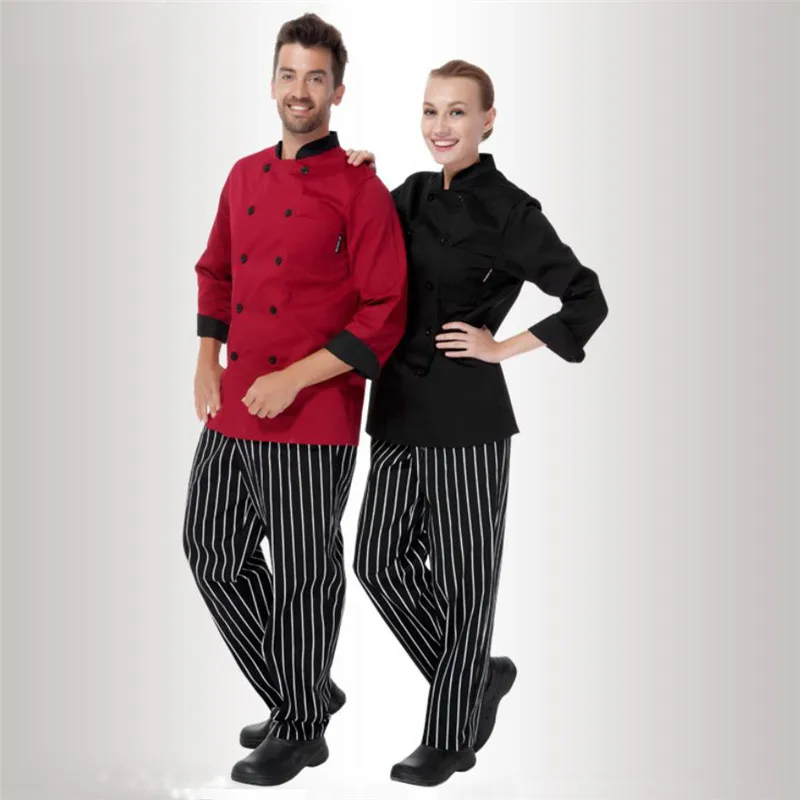Wholesale Retail Checkedout Custom Logo Long Sleeves Chef Uniform Men