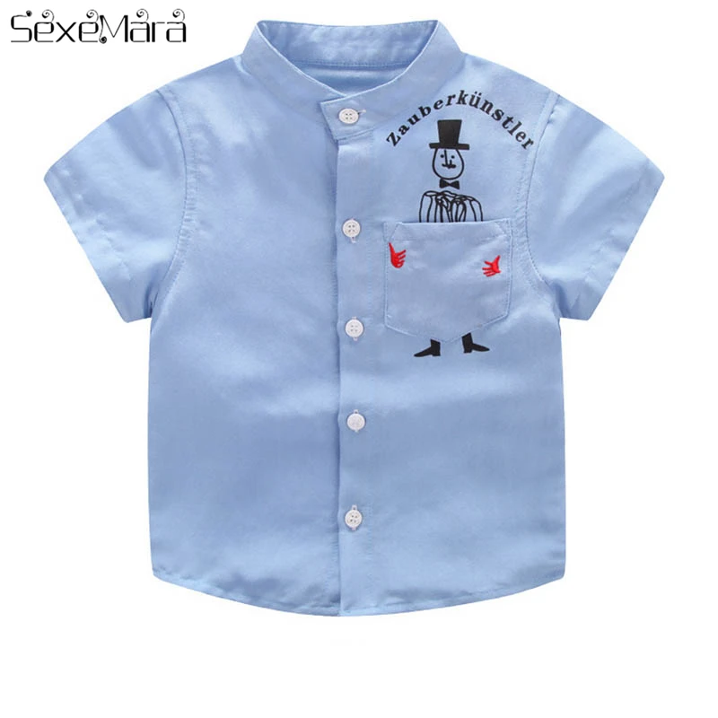 

Kids Clothes For 2-8 Years Old Boys Shirt Baby Boy Summer Fashion Stand-up Collar Shirt Tops Baby Boy White Shirt bobo choses