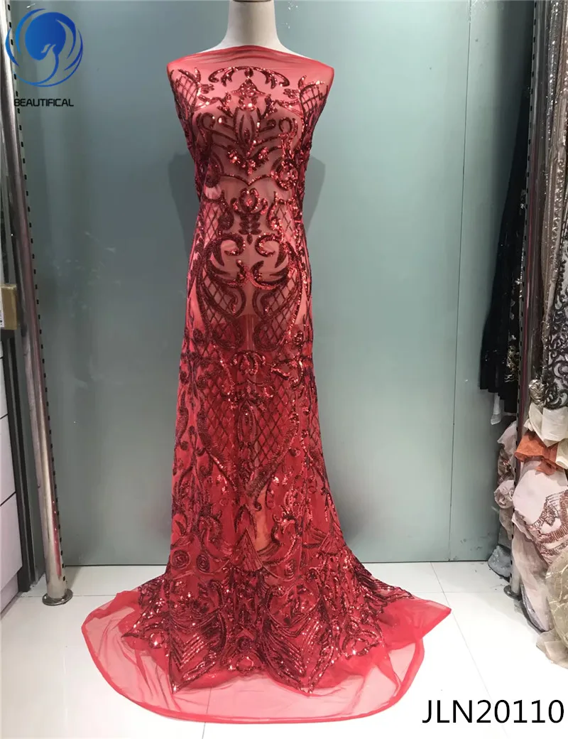BEAUTIFICAL Золотой кружевной ткани Золото Тюль кружевная ткань чистая с пайетками