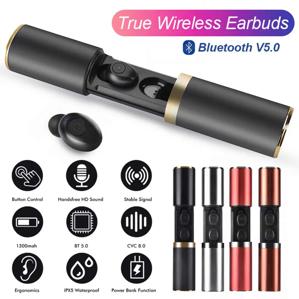 

F9-2 TWS True Wireless Earbuds Bluetooth 5.0 Headset Hifi Sound Quality Earphones Waterproof Mini Earphone with Microphone