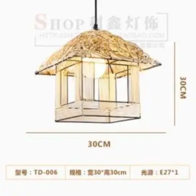 Китайская ретро люстра ресторан освещение бамбуковый Плетеный абажур соломенная шляпа
