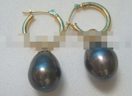 

FREE SHIPPING>>> 1568 natural black baroque freshwater pearl earring