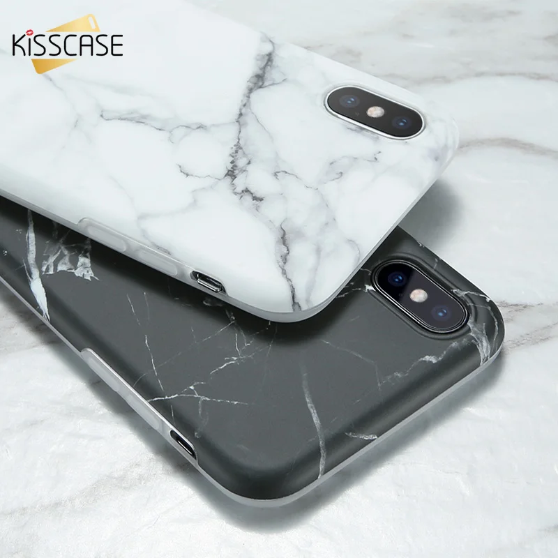 KISSCASE мраморный чехол для iPhone XS MAX XR X Простой Белый Черный силиконовый телефона 6 S