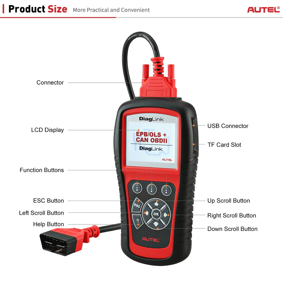 AUTEL Diaglink OBD2 сканер EOBD автоматический диагностический инструмент считыватель кодов SRS полная функция DIY версия MD802 автомобильные аксессуары