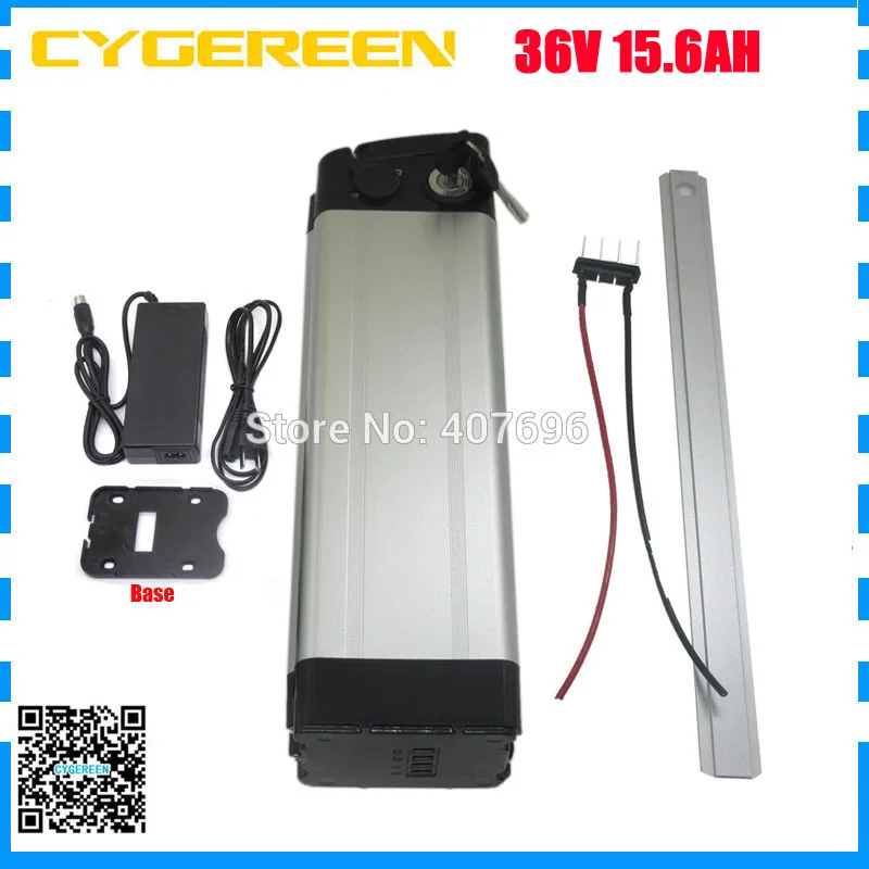 

Electric Bike battery 36V 15.6AH silver fish Battery 36Volt ebike bicycle battery with 15A BMS 42V 2A Charger