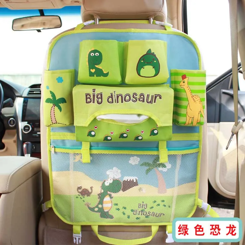 Мультяшный автомобильный органайзер, милый мультяшный чехол для хранения на заднем сидении автомобиля, Висячие автомобильные сумки, карманные автомобильные стильные сумки для детей - Название цвета: dinosaur