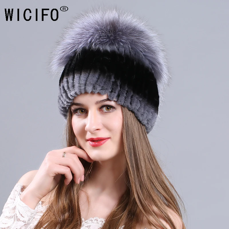 

2019 Fur Winter Hat for Women 100% Real Rex Rabbit Fox Fur Hat Rex Rabbit Fur Caps lady winter warm Headwear Women's fur hats