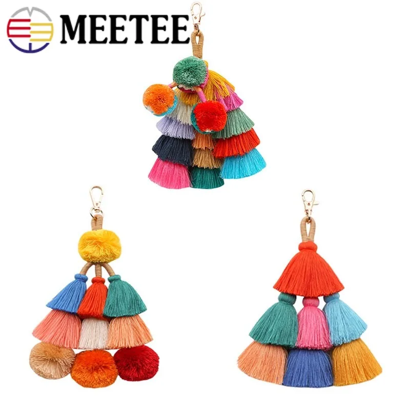 cheap Meetee Bag Tassel Fringe Hook Spring Buckle Hanging Key Chain Handmade DIY Pendant Garment Decoration Crafts Accessories TF208