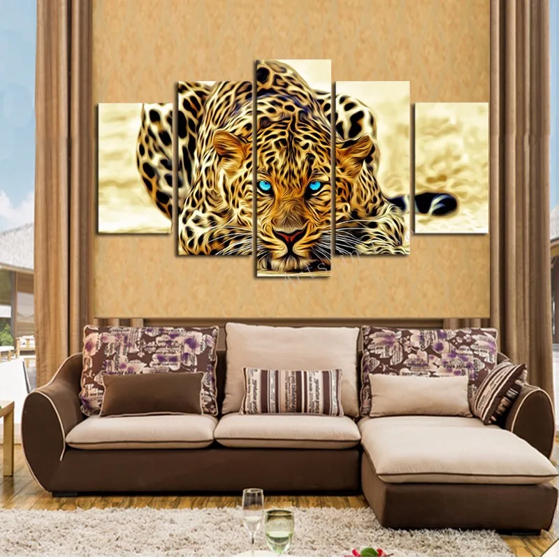 5-Piece-Abstract-Leopards-Modern-Home-Wall-Decor-Canvas-Picture-Art-HD-Print-Painting-Set-of