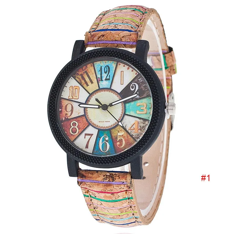 

Harajuku Style Quartz Watch Women Simple Unique Pattern Clock PU Leather Band Vogue Wristwatch Casual Couple Lover Gift LL@17