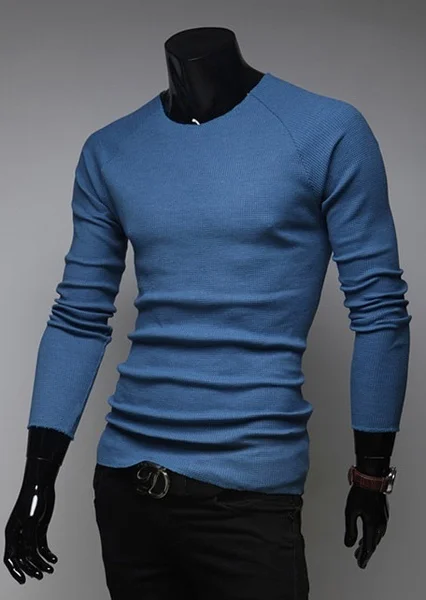 Новый Однотонная одежда Мода простота корейский Для мужчин самосовершенствование шею Длинные рукава вязаный свитер