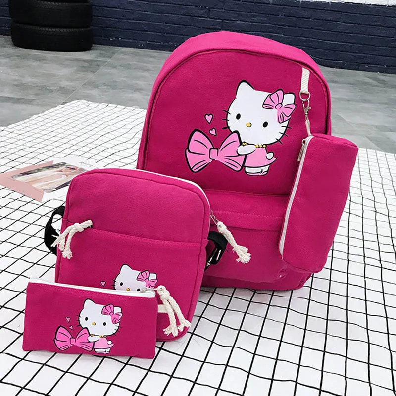 Hello kitty, мультяшная сумка для девочек, сумка через плечо, 4 в 1, детские игрушки, сумка для девочек, брезентовый плюшевый рюкзак, лучшие подарки для взрослых девочек - Цвет: E