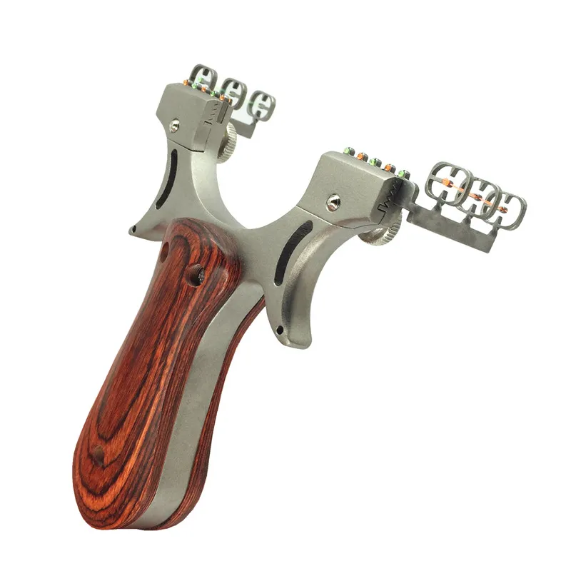 

New outdoor shooting slingshot 304 stainless steel + wooden slingshot flat rubber band aiming slingshot fiber slingshot